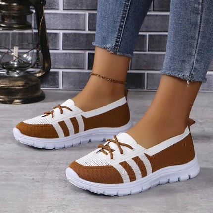 Zapatillas de malla planas con colores en contraste para estilo casual