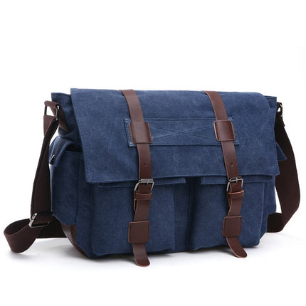 Bolso mensajero vintage para hombre de lona con correa ajustable