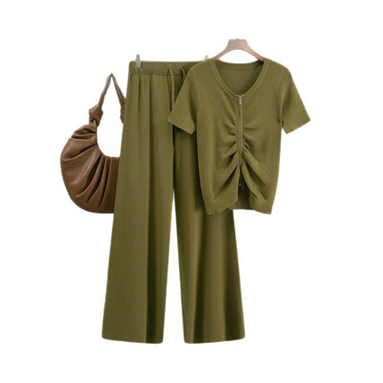 Conjunto casual de top y pantalones anchos para mujer