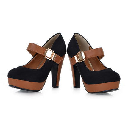 Zapatos plataforma mujer con tacón alto y cierre de velcro