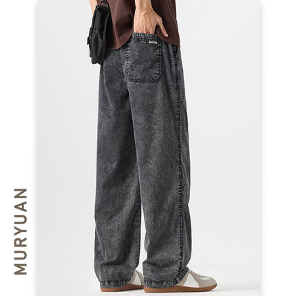 Pantalones sueltos retro para hombre con efecto frio y ajuste de cordón