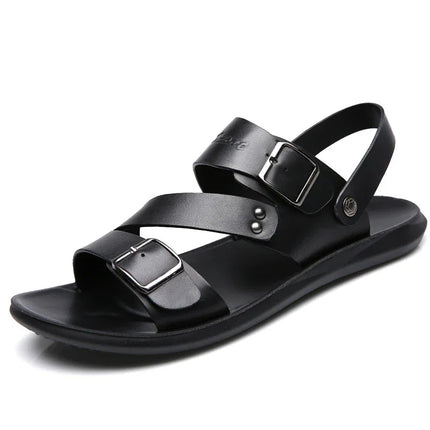 Sandalias de Cuero Negro con Hebillas de Estilo Gladiador f.seo - tugranalmacen.com
