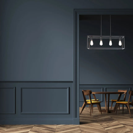Lámpara colgante de 4 luces, estilo industrial vintage, con marco abierto - tugranalmacen.com