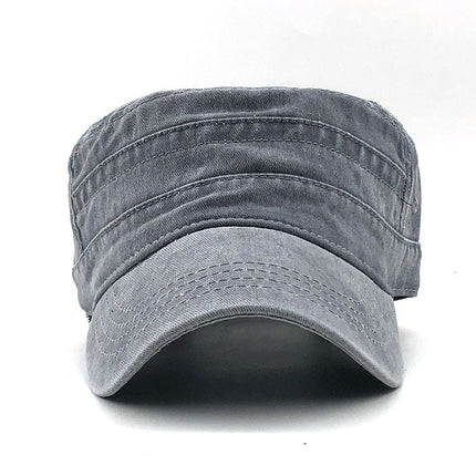 Gorra militar plana de algodón y color sólido