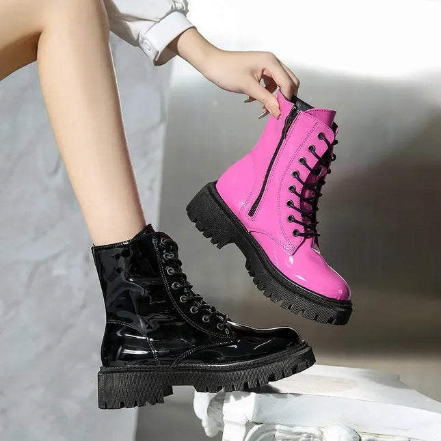 Botines góticos punk para mujer en PU artificial