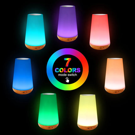 Wood grain remote control touch night light creative pat table lamp bedroom bedside lamp rainbow atmosphere light - tugranalmacen.com