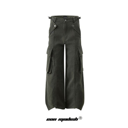 Pantalones holgados estilo retro urbano para hombre en verde militar