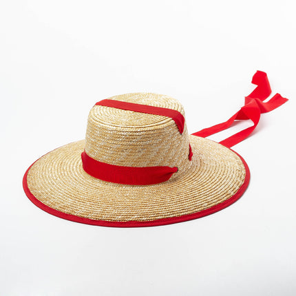 Sombrero de paja para mujer con amplia protección UV y estilo elegante