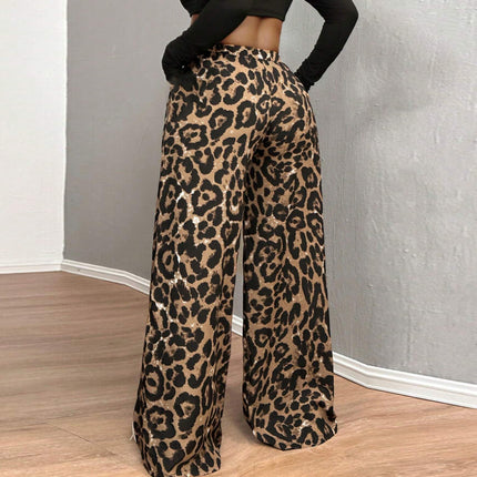 Pantalones de leopardo largos para mujer, estilo casual
