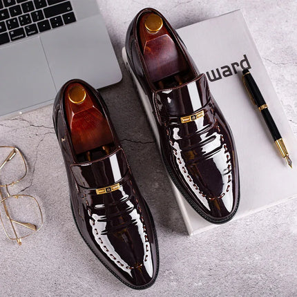 Mocasines de Hombre de Charol  Elegantes Hebilla Dorada