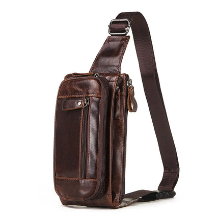Riñonera Kavi de piel auténtica para hombre, bolso de pecho multifuncional - tugranalmacen.com