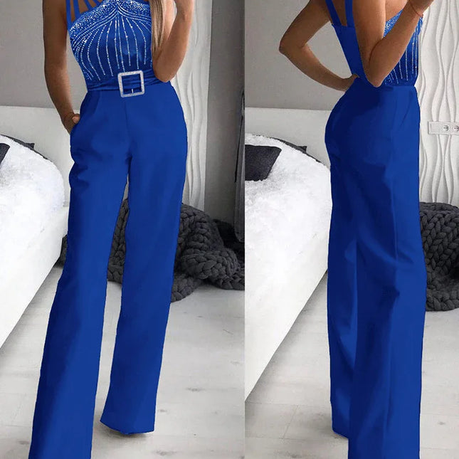 Mono Elegante de Mujer con Pedreria - Espalda Descubierta Negro