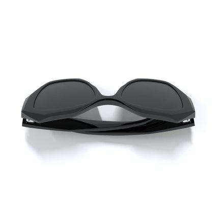Gafas de sol Hanukeii® Moorea Black / Black vista desde arriba, con montura negra y lentes oscuros.