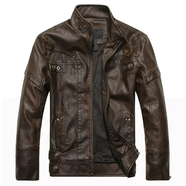 Chaqueta de cuero vegano para hombre, vista frontal