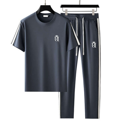 Conjunto deportivo de hombre con bordado - Camiseta y pantalón color gris