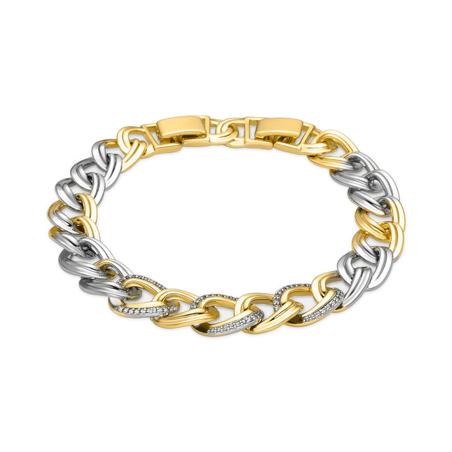 Pulsera Wenfre con circonita brillante, acabado en oro 18k, diseño elegante y sofisticado para mujer.