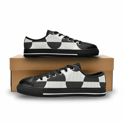 Zapatillas de lona Aquila para mujer Modelo 018, diseño ajedrez blanco y negro, estilo casual