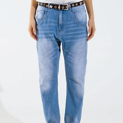 Vaqueros Boyfriend de Mujer - Jeans Anchos con Detalle de Pespunte - tugranalmacen.com