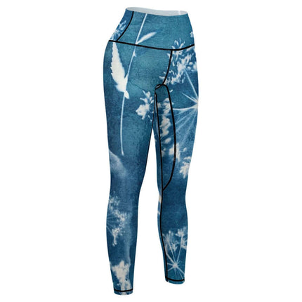 Leggins de yoga y deportivos cómodos para mujer Blue Flower