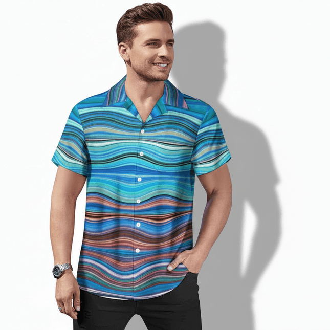 Camisa de cuello cubano Waves multicolor