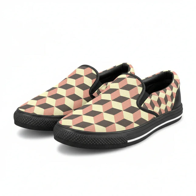 Zapatillas Slip-On Deco cubos pastel de mujer