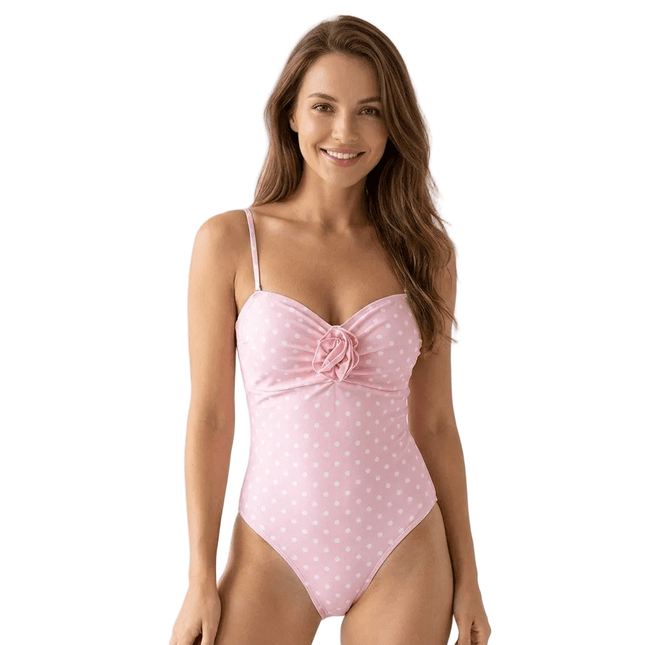 Traje de baño de una pieza para mujer en rosa