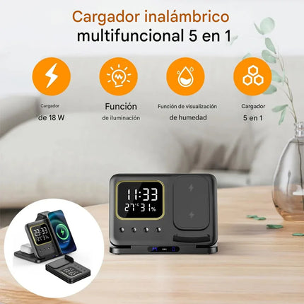 Cargador Inalambrico 5 en 1 Smartphone Reloj Auriculares