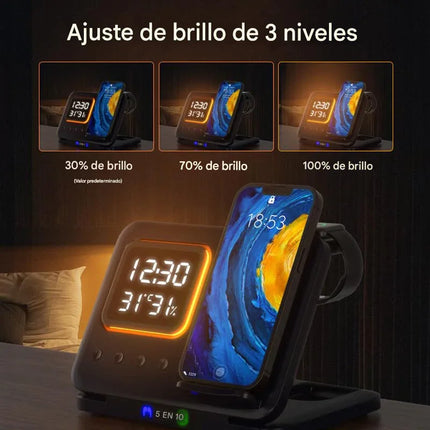 Cargador Inalambrico 5 en 1 Smartphone Reloj Auriculares