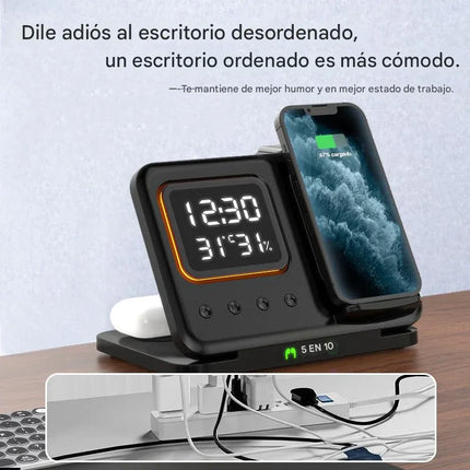 Cargador Inalambrico 5 en 1 Smartphone Reloj Auriculares